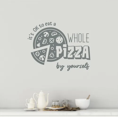 Miniatura 4 de Vinilo adhesivo de pared Eat Whole Pizza by Yourself Fanny Quote Pizzeria Pegatinas Mural Decoración grande (g7898) negro
