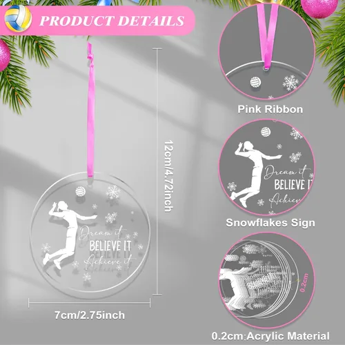 Miniatura 2 de 18 PIEZAS Adorno de Navidad de Voleibol Redondo de Acrílico Adorno Colgante de Jugador de Voleibol Adorno de Árbol de Navidad de Voleibol ¡Créelo!