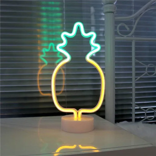 Miniatura 9 de Cartel de neón LED para interior, luz nocturna con base de soporte, funciona con batería/USB, luz decorativa de neón