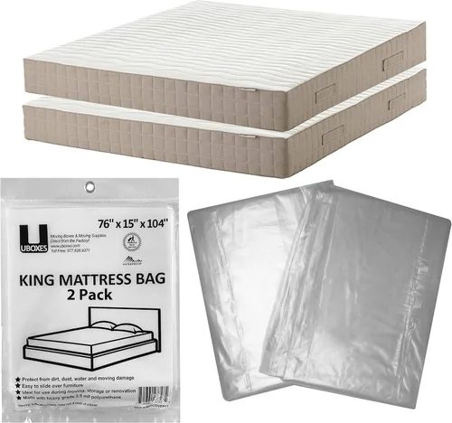 Miniatura 2 de Uboxes Fundas de poliéster para colchón tamaño King, 76 x 15 x 104 pulgadas, 2 unidades (paquete de 1), transparente