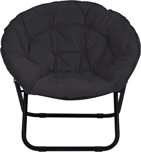 Miniatura 7 de Grezone Silla plegable de piel sintética, silla plegable portátil de luna suave para dormitorio, dormitorios, apartamentos, descanso, jardín y Negro