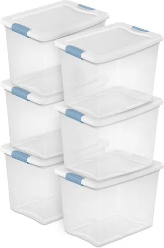 Miniatura 32 de Sterilite - Paquete de 12 contenedores apilables con pestillo, contenedores de almacenamiento bajo la cama con tapas, plástico transparente, 15
