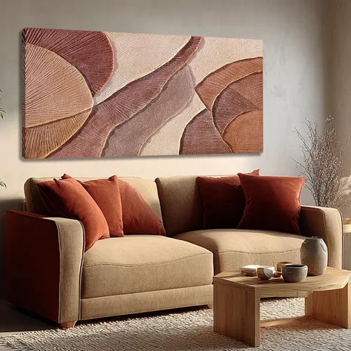 Miniatura 2 de Dolidoteart Arte de pared abstracto marrón beige, pintura al óleo pintada a mano para oficina, decoración de pared horizontal con textura grande