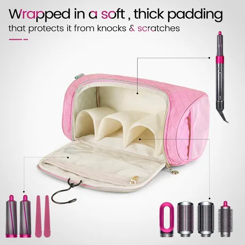 Miniatura 3 de Estuche de viaje compatible con Dyson Airwrap completo Styler y accesorios, organizador de viaje portátil con gancho colgante oculto para Airwrap