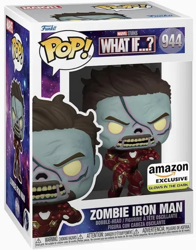 Miniatura 2 de Funko POP Marvel: What If? - Zombie Iron Man, exclusivo de Amazon que brilla en la oscuridad, multicolor, (58178)