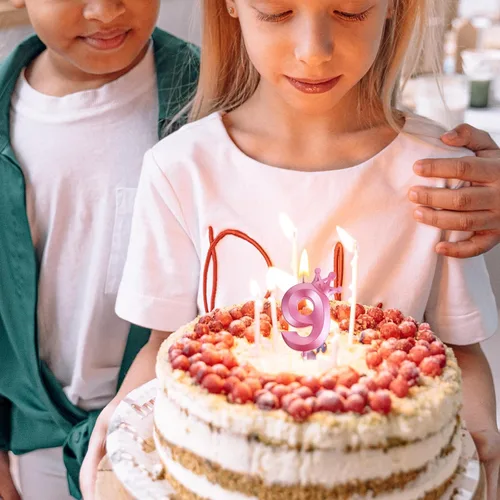 Miniatura 3 de Vela rosa de cumpleaños número 1, decoración temática rosa para fiesta de primer cumpleaños, velas de número 3D diseñadas con corona para decoración