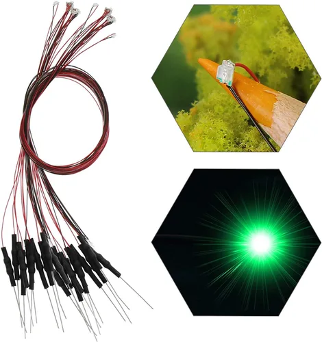 Miniatura 23 de L0603B 20pcs pre-cableado SMD LED 0603 Bule Diodo emisor de luz 12V Micro Litz Cable Cable Longitud 7.8 pulgadas (7.9 in) para DIY Manual