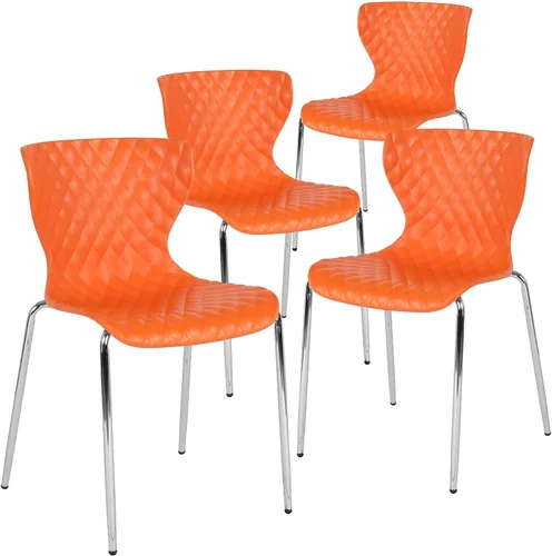 Miniatura 18 de Flash Furniture Lowell Silla apilable de plástico negro con asiento en cascada