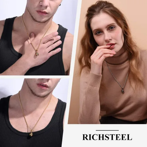 Miniatura 3 de Richsteel Collar de acero inoxidable para fútbol baloncesto fútbol guantes para hombres y mujeres fanáticos de los deportes de 22 pulgadas con caja