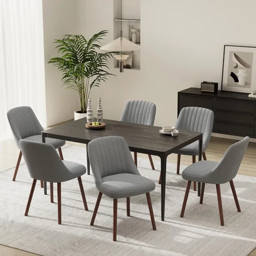 Miniatura 10 de MALOL Juego de 2 sillas tapizadas para comedor, sillas modernas de tela para cocina con respaldo, patas de madera para cocina, comedor, restaurante