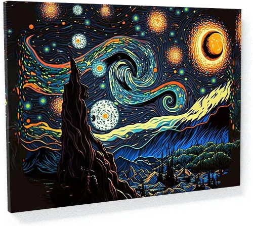 Miniatura 17 de Sense Canvas Pop Art The Starry Night 20 - Lienzo decorativo para decoración del hogar, póster grande de 40 x 30 pulgadas, 0.75 pulgadas