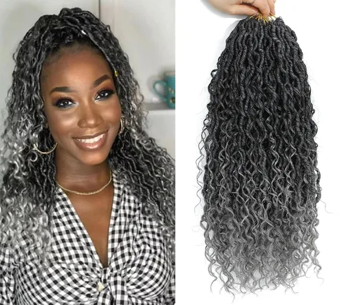 Miniatura 29 de 8 Paquetes de Rastas Falsas Bohemias de Ganchillo de 14 Pulgadas, Rastas Suaves de Ganchillo con Extremos Rizados, Pre-enrolladas, Cabello de 1B/27#