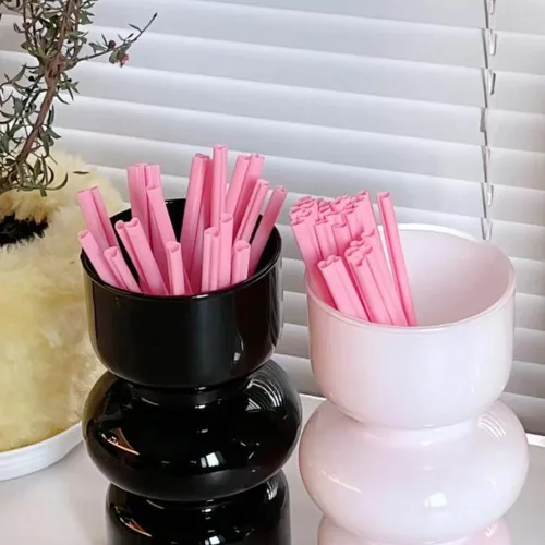 Miniatura 5 de Pajitas en forma de corazón, paquete de 100 pajitas de plástico rosadas, envueltas individualmente, para bodas y fiestas