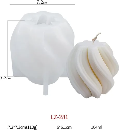 Miniatura 5 de Molde de vela de rotación ondulada, paquete de 2 moldes de silicona para velas para decoración del hogar, molde de silicona para cilindro de resina