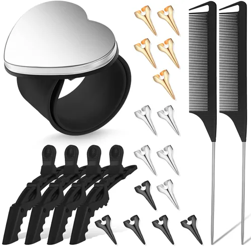 22 piezas de herramientas de trenzado de pelo con muñeca magnética para coser alfiler, pulsera de punto inoxidable, herramienta de anillo de dedo
