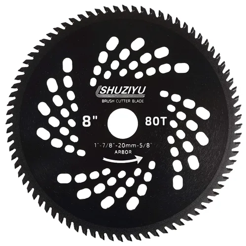 Miniatura 16 de 10"-60T. Arbor de 1" con adaptador de arandela de 7/8"-20mm-5/8", cuchilla cortadora de cepillo, cuchilla de malas hierbas. Adecuado para todas