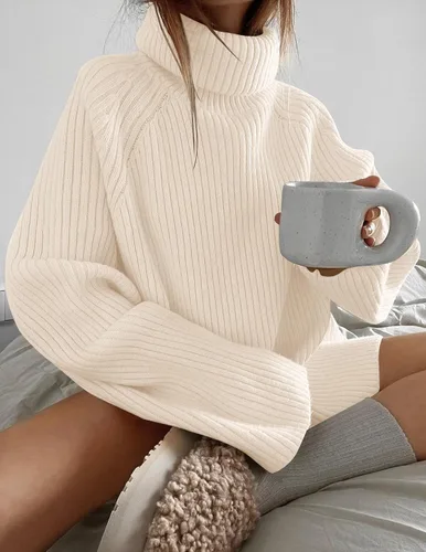 Miniatura 9 de ZESICA Women's 2024 Winter Sweaters Oversized Turtleneck Long Sleeve Chunky Knitted Pullover Sweater Jumper Tops