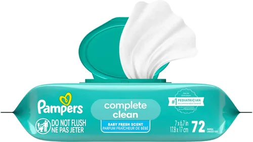 Miniatura 6 de Pampers Toallitas para bebé, limpieza completa y perfumada para bebé, limpia suavemente de la cabeza a los pies, 72 en total (1 paquete abatible)