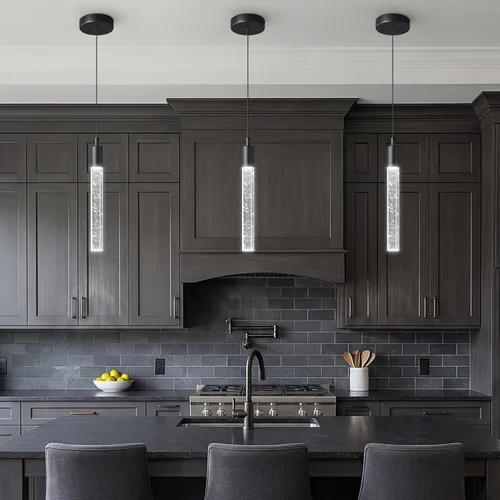 Miniatura 13 de Iluminación de Isla de Cocina Accesorio de Luz Moderna Lámpara Colgante Dorada Regulable LED Acabado de Latón Mini Luces Colgantes de Cristal