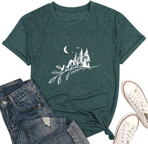 Camisetas sin mangas de senderismo y montaña para mujer, divertidas camisetas de entrenamiento con gráficos de pino y amanecer, camisetas de verano