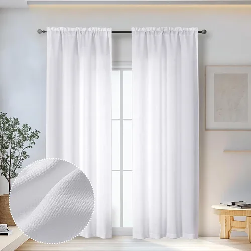 Miniatura 41 de OWENIE Bob Juego de 2 Paneles de Cortinas Negras de Cocina para Ventanas de 36 Pulgadas de Largo, Cortinas Cortas de Café con Textura de Lino