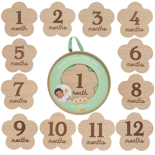 Miniatura 9 de Kate & Milo Accesorios de hito de madera, discos de fotos mensuales para bebés, fotos de recuerdo de recién nacidos, regalo de padres nuevos
