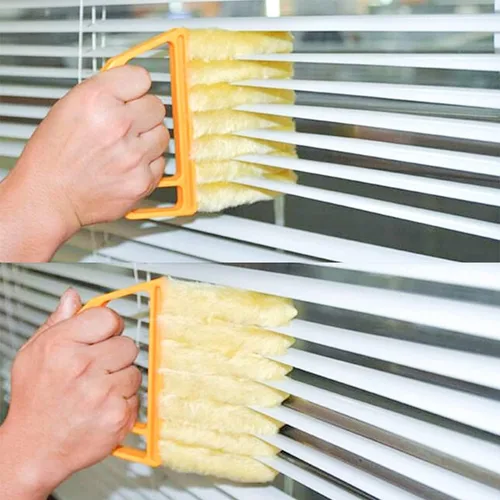 Miniatura 7 de 2 piezas de limpiador lavable para persianas de ventana, mini cepillo de mano para persianas de madera, persianas venecianas y plumero de aire