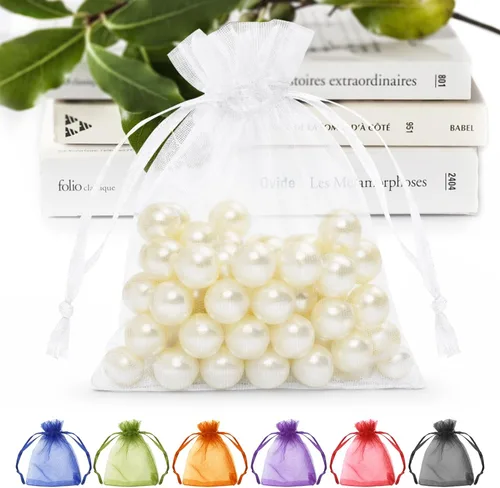 Miniatura 9 de ANZNKU Paquete de 50 bolsas de organza multicolor de 3 x 4 pulgadas, mini bolsas de regalo para regalos de Pascua, día de la madre, bolsa de joyería