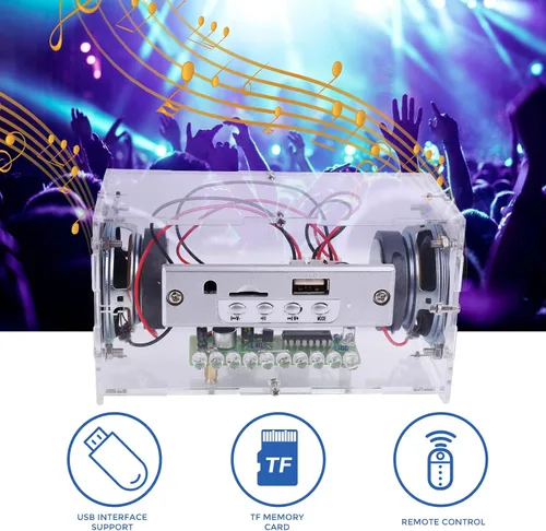 Miniatura 5 de MiOYOOW Kit de altavoz Bluetooth DIY, mini amplificador estéreo USB, kit de soldadura con luces LED intermitentes, kit de práctica de soldadura