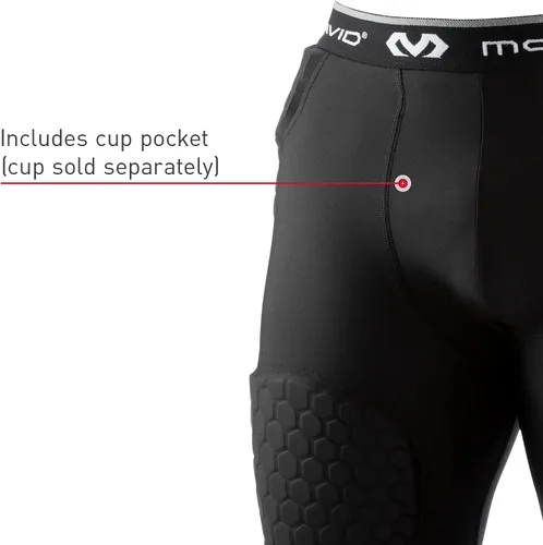 Miniatura 5 de McDavid Men's Compression Shorts wHEX Pads Dual-Density Tights wHip, Tailbone, Thigh Padding for wCup Pocket, Football