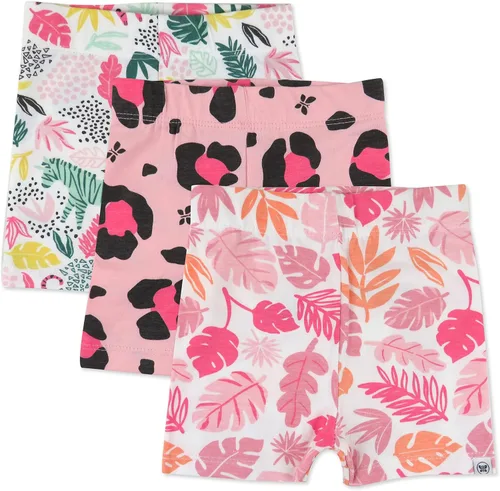 HonestBaby Paquete de 3 pantalones cortos de ciclista de algodón orgánico para niñas