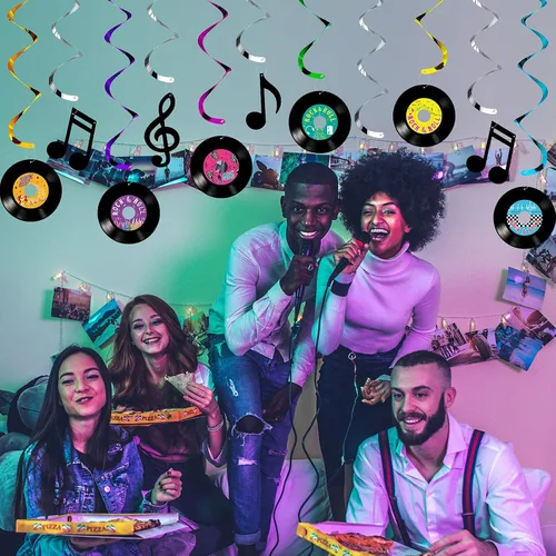 Miniatura 5 de 24 piezas de registro de notas musicales colgantes, registro de remolinos y música, letrero de decoración de pared con remolinos colgantes
