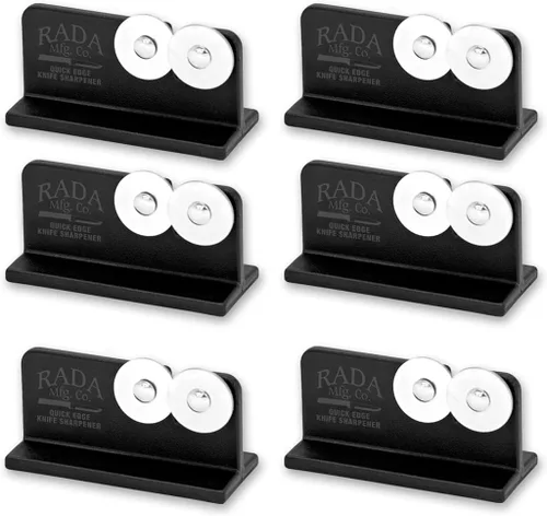 Rada Cutlery Quick Edge - Afilador de cuchillos (R119), 3.5 x 2 pulgadas, ruedas de acero inoxidable, paquete de 6