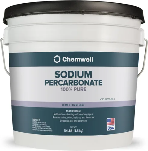 Chemwell Percarbonato de sodio (10 libras) - Polvo blanqueador de oxígeno puro al 99.9% | Sin aroma, sin aditivos, potente limpiador para