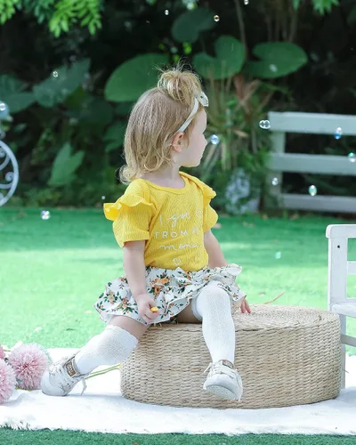 Miniatura 91 de Mioglrie Conjunto de ropa para bebé recién nacida, conjunto de pantalones cortos, conjunto floral de verano, ropa de bebé linda para niña