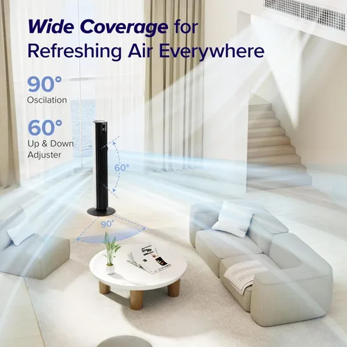 Miniatura 4 de LEVOIT Tower Fan for Bedroom, 20dB Quiet Desk Fan with 23ft/s, Portable & Easy to Carry, 3-Angle & 4-Speed Mini Oscillating Fan, DC Motor