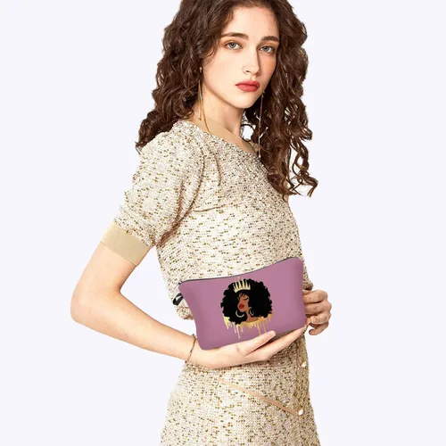 Miniatura 3 de Bolsa de maquillaje afroamericana para monedero de lona afro-negra, bolsas de cosméticos para mujer, regalo inspirador, pequeña bolsa divertida