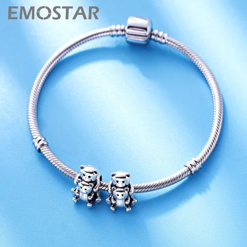 Miniatura 3 de Animal Theme Charms, MomChild of Owl Bear Dog, Rabbit Flamingo Elephant Panda Cat Parrot Crocodile Unicorn Charms in 925 Sterling Silver, Fit