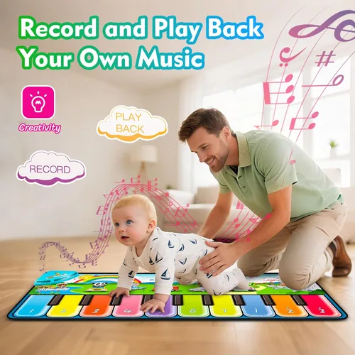 Miniatura 5 de FUCEORUY Alfombrilla de piano de juguete musical para niños pequeños de 1 a 3 años, juguete sensorial de aprendizaje de suelo, juguetes para niños