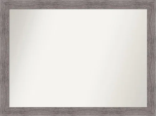 Miniatura 409 de Amanti Art Espejo de baño gris para sobre el fregadero, 31 x 48 pulgadas, espejo de tocador rectangular estrecho de color gris, marco de madera