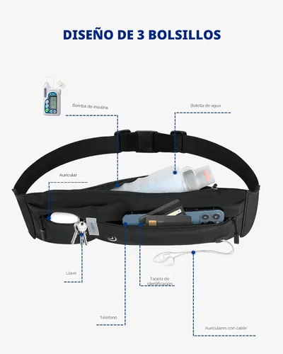 Miniatura 4 de WATERFLY Riñonera para correr con cinturón de carrera: Corredor Maratón Jogging Riñonera Deportiva Ejercicio Ejercicio Fitness Soporte para Teléfono