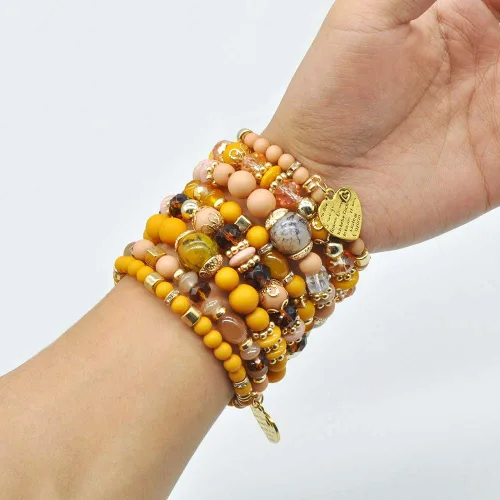 Miniatura 8 de VONRU - Conjuntos de pulseras bohemias para mujer 6 juegos de pulseras elásticas apilables multicolor estilo hippie joyas finas