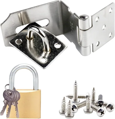 Miniatura 7 de Arlai Cerrojo de puerta de acero inoxidable de 4 pulgadas, seguridad de 90 grados, ángulo recto, cerrojo de bloqueo, cierre de puerta de seguridad