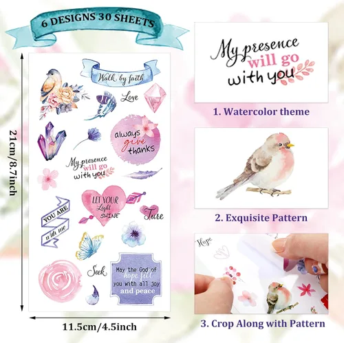 Miniatura 2 de 30 hojas de calcomanías cristianas para diario, versículos bíblicos, álbumes de recortes de Jesús, fe, sellos, manualidades, calcomanías