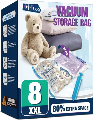 Miniatura 19 de HIBAG Bolsas de Almacenamiento al Vacío con Sellado, 10 Bolsas Jumbo Ahorradoras de Espacio con Sellador al Vacío para Ropa, Edredones, Mantas, Ropa