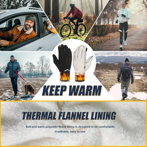 Miniatura 2 de Pixel Panda Guantes de invierno para hombres y mujeres, guantes cálidos para pantalla táctil para clima frío, delgados, resistentes al agua