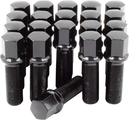 Wheel Accessories Parts 20 pernos de bola de rosca M15x1.25 15x1.25 para asiento de bola con acabado negro, longitud del vástago de 1.57 pulgadas,
