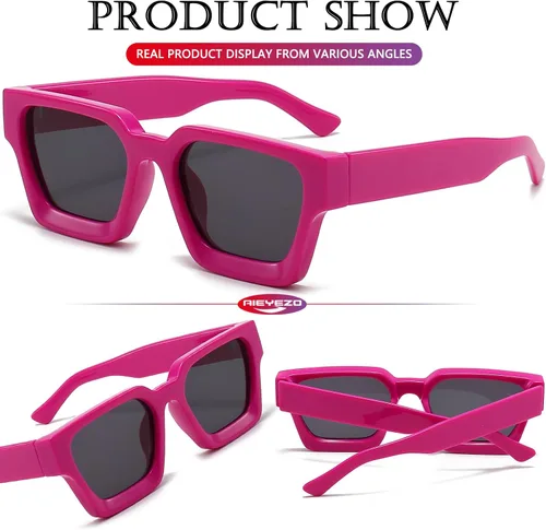 Miniatura 151 de AIEYEZO Gafas de sol cuadradas para mujeres y hombres, gafas de sol cuadradas con montura gruesa, estilo de diseñador simple