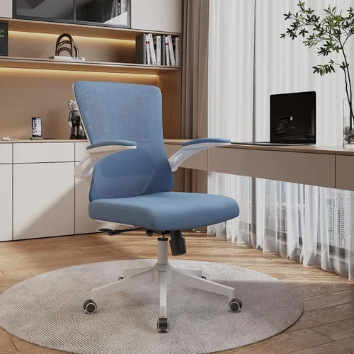 Miniatura 16 de Silla de oficina, silla ergonómica de escritorio cómoda para el hogar, silla de juegos con respaldo medio con ruedas, altura ajustable, soporte