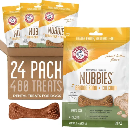 Miniatura 9 de Arm & Hammer for Pets Nubbies Golosinas Dentales Bicarbonato de sodio Calcio Nubbed Texture Scrubs Placa Tartar Sabor Pollo Refresca el Aliento